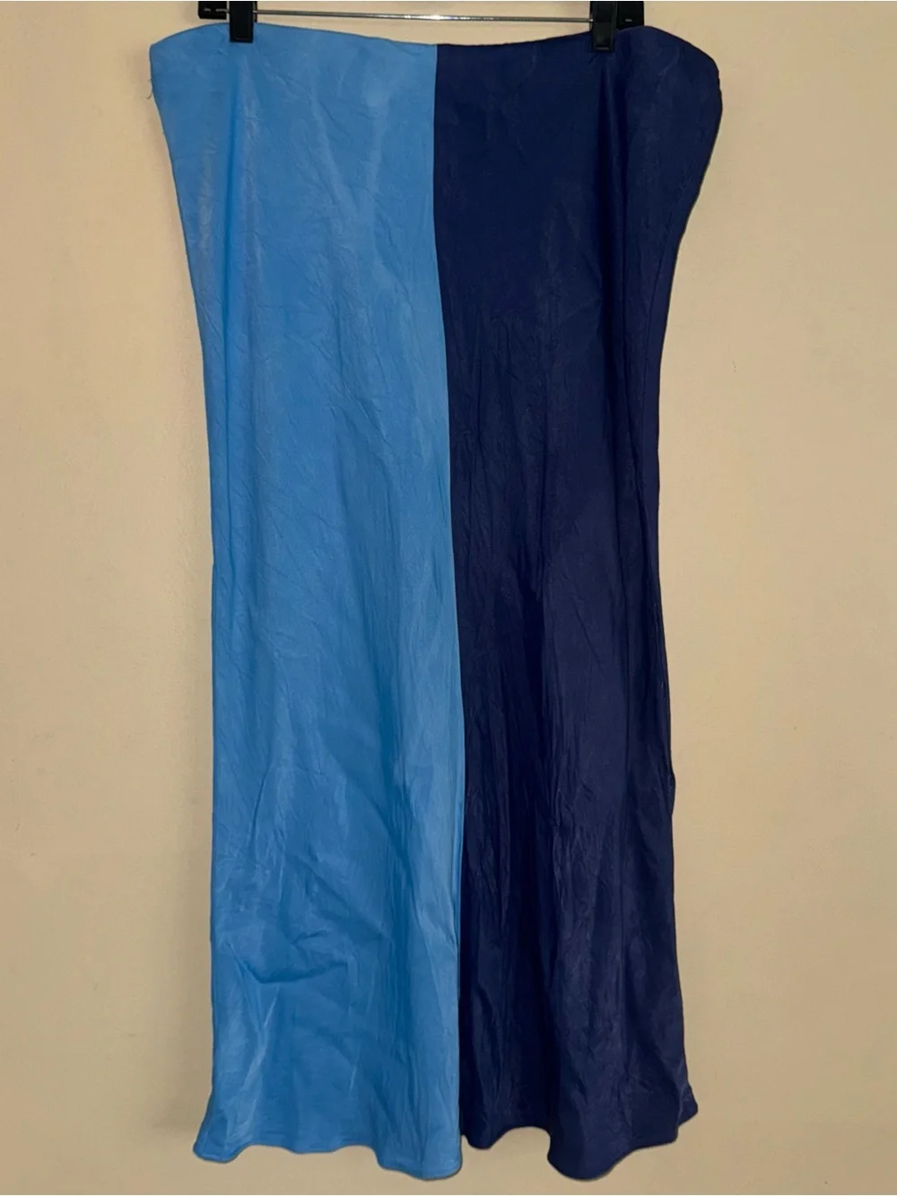 Anthropologie Blue Two Tone Color-block Tilda Maxi Slip Skirt Size XL